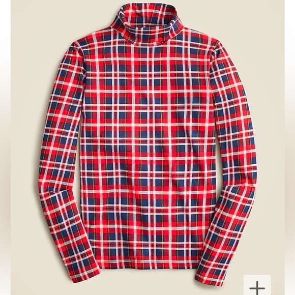 NWT J.Crew Tissue Turtleneck In Plaid Size M - Picture 1 of 12